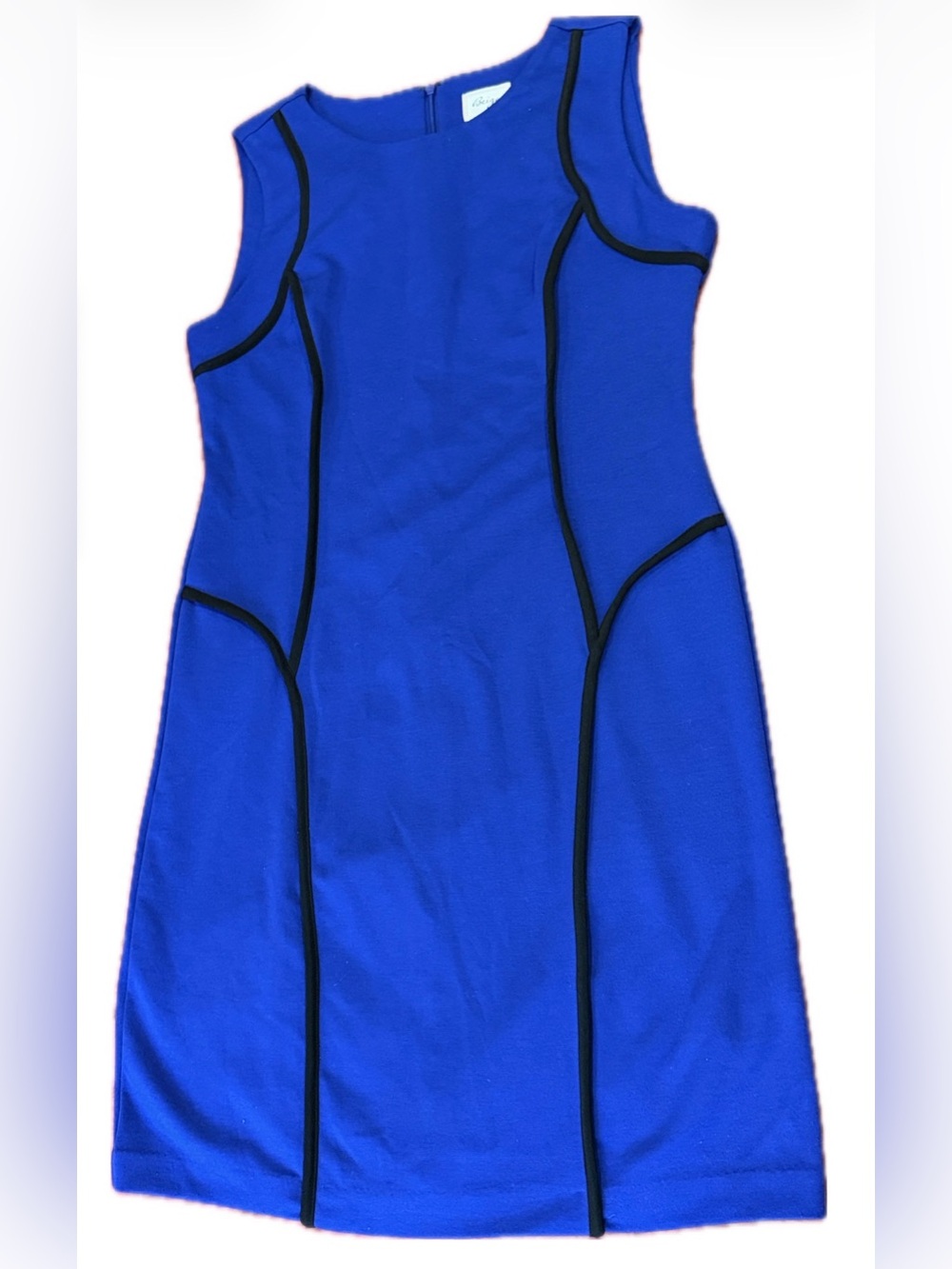 Beige by ECI Royal Blue & Black Contour Piping Sheath Dress Size 10